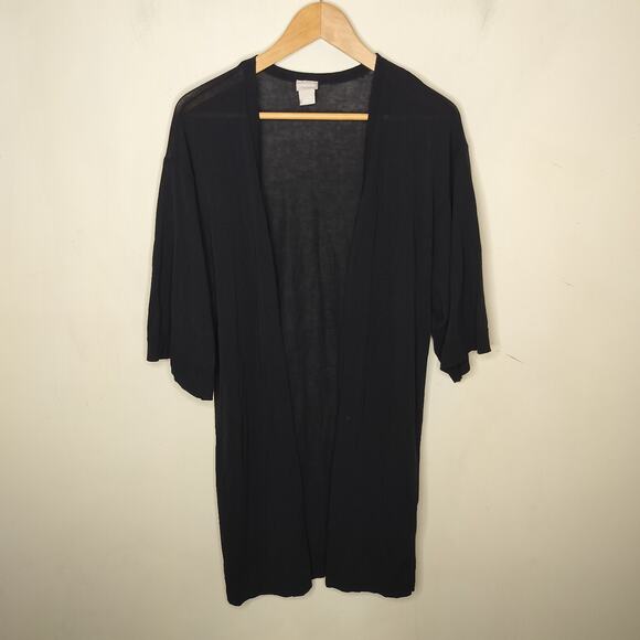 Chico's Cardigan Sweater Black Stretch Knit Open Front - Picture 1 of 7